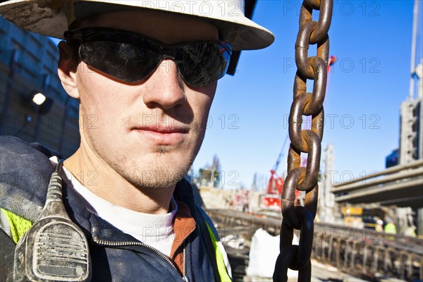 Caucasian worker at construction site