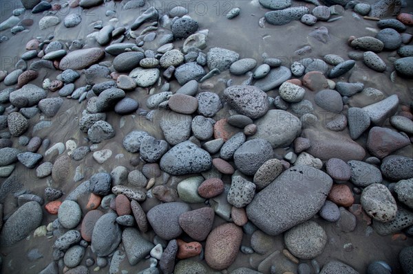 High angle view of rocks on beach