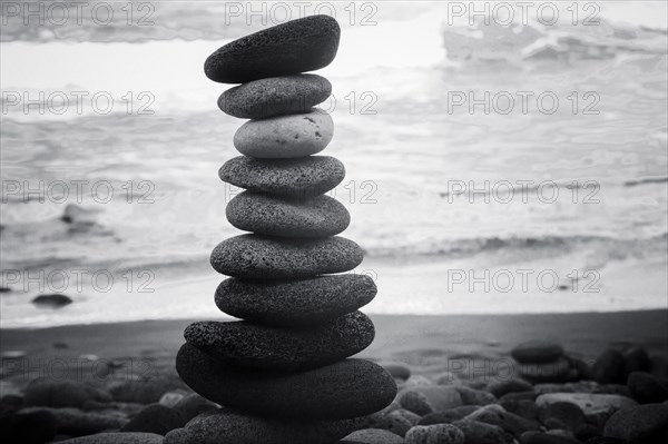 Stacked rocks on beach