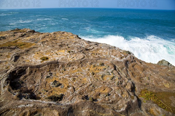 High angle view of rocky beach and ocean