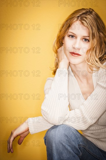 Portrait of serious Caucasian woman