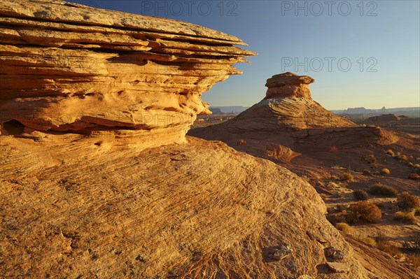 Rock formations in desert landscape