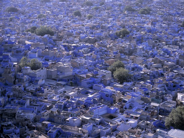 Aerial view of Blue City cityscape