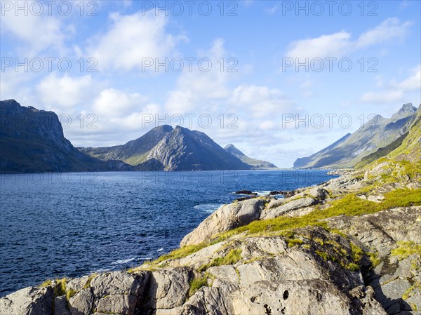 Mountains over river in remote landscape