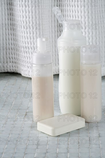 Soap and bottles shampoo