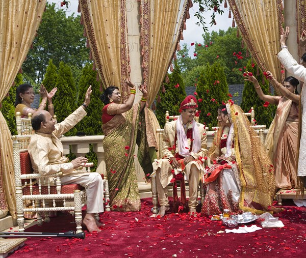 Indian bride and groom at wedding