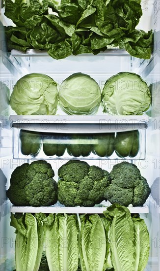 Green vegetables in refrigerator