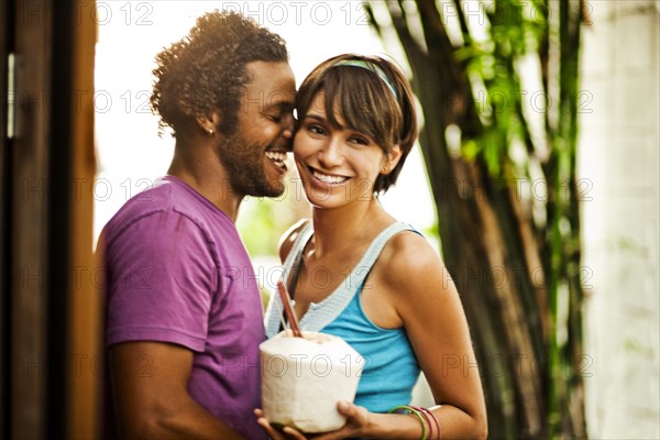 Couple relaxing together outdoors
