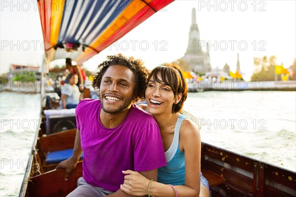 Couple riding gondola