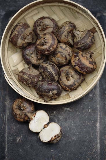 Fresh water chestnuts in basket