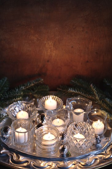 Group of burning votive candles