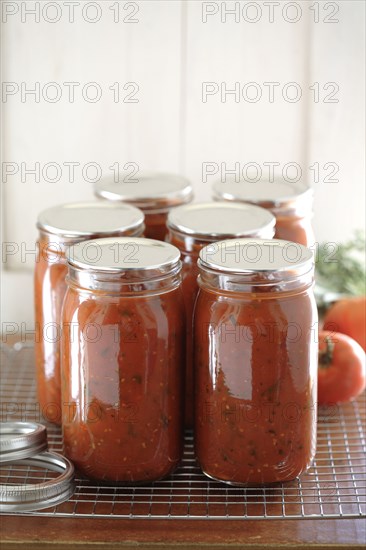 Homemade tomato sauce in jars