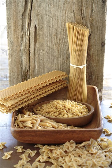 Various types of pasta noodles