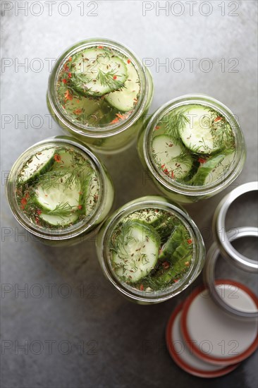 Jars of pickled cucumbers