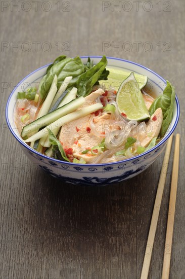 Vietnamese soup in a bowl