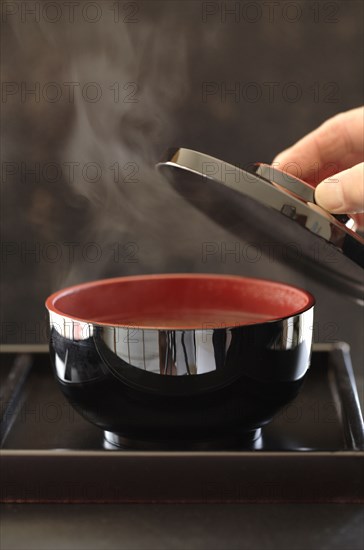 Steaming bowl of miso soup