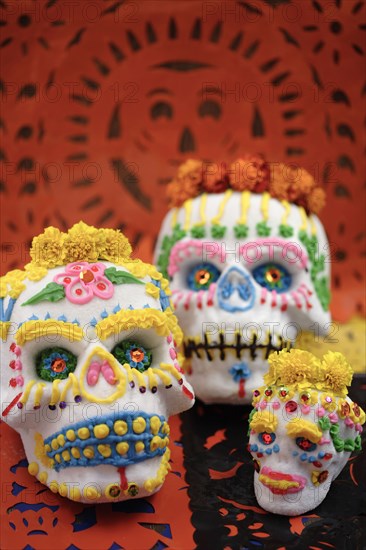 Decorated skulls for Day of the Dead celebration