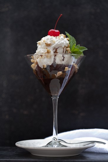 Close up of ice cream sundae