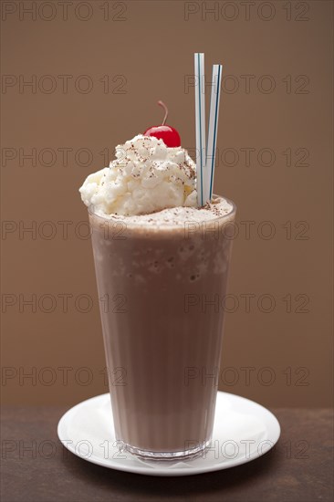 Close up of chocolate milkshake