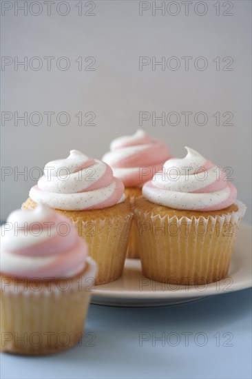 Close up of decorated cupcakes