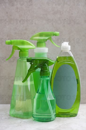 Green spray bottles