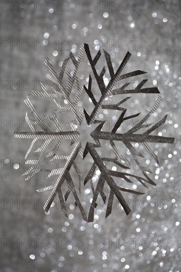 Close up of silver snowflake