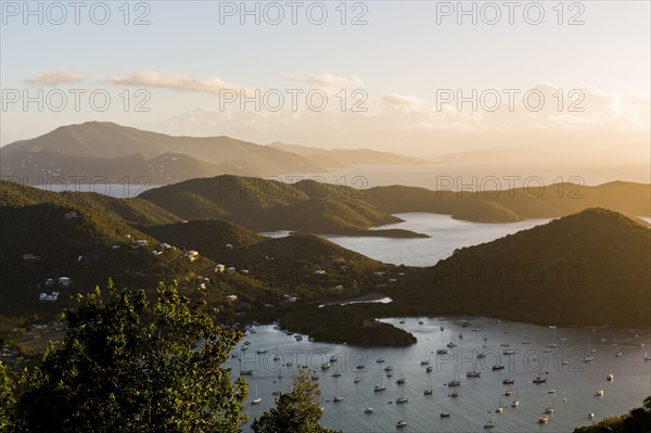 Aerial view of sailboats in Sanders Bay