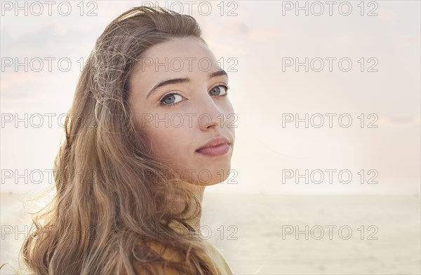 Caucasian woman at beach