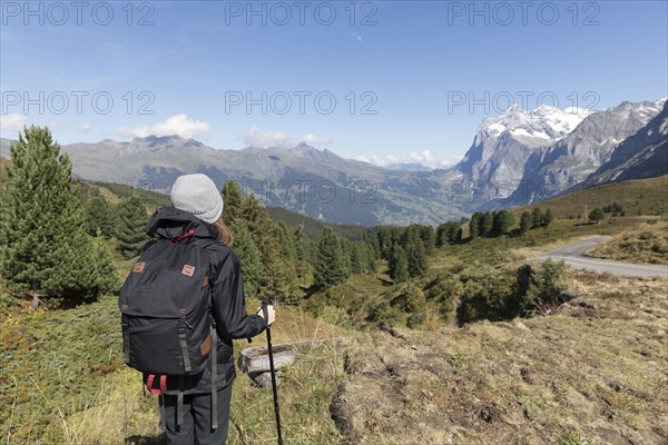 Caucasian woman hiking in mountains