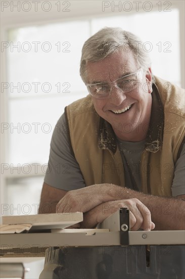 Smiling Caucasian carpenter