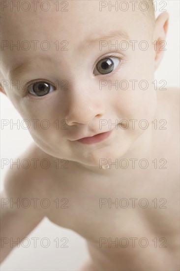 Close up of Caucasian baby boy