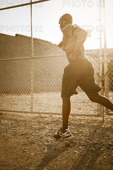 African American man jogging