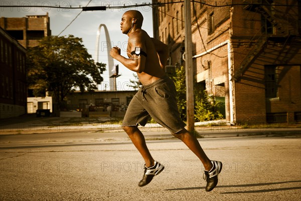 African American man jogging