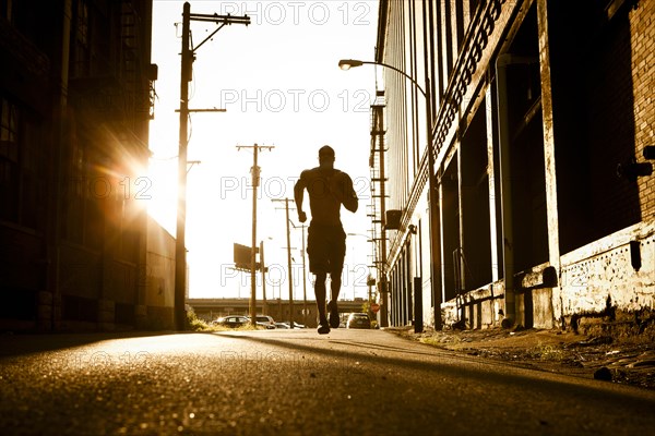 African American man jogging