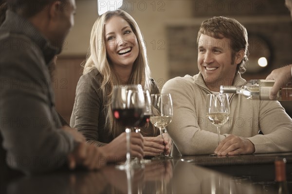 Friends drinking wine together
