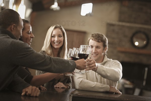 Friends drinking wine together