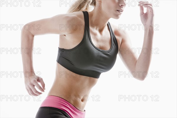 Caucasian woman running