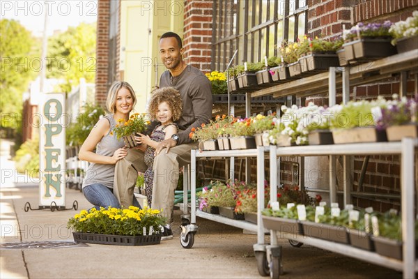 Family at florist shop