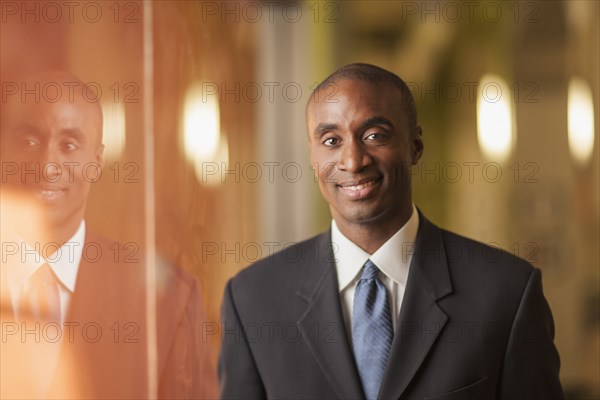 Black businessman smiling