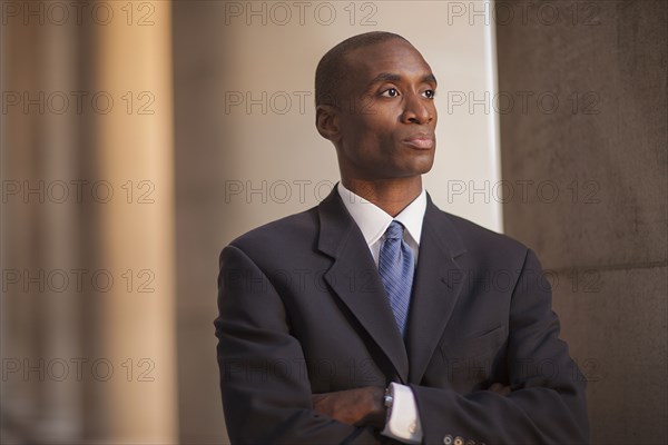 Black businessman outdoors