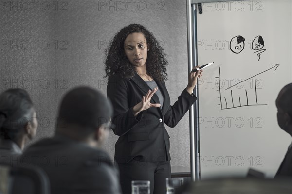 Businesswoman talking to colleagues in meeting