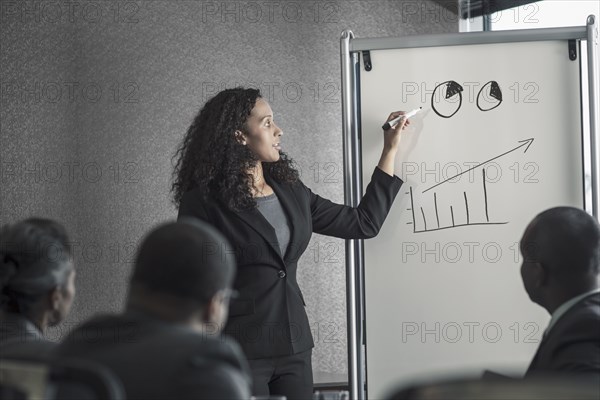 Businesswoman talking to colleagues in meeting