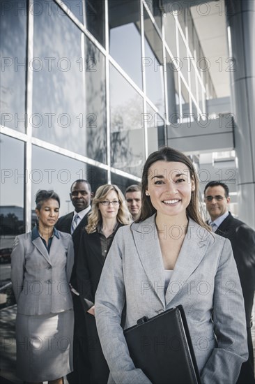 Businesswoman smiling outdoors