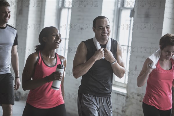 Athletes talking in gym