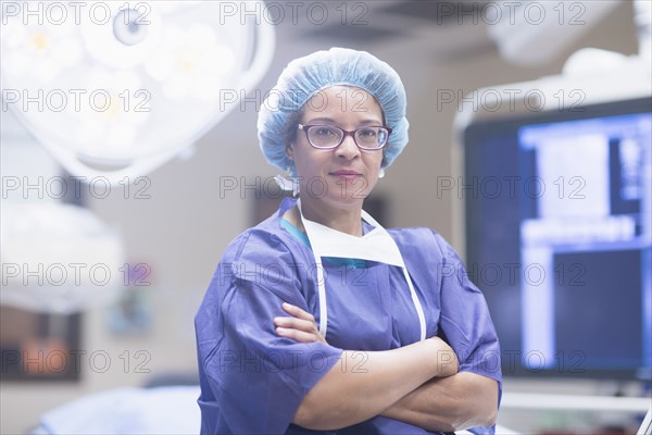 African American surgeon in operating room