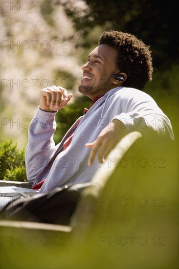 African American man talking on cell phone