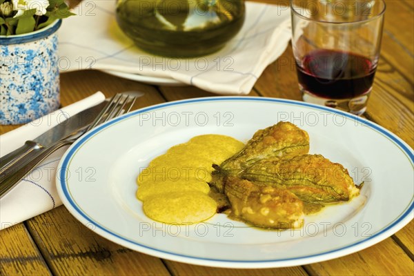 Traditional stuffed Italian zucchini flowers