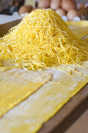 Close up of fresh pasta noodles