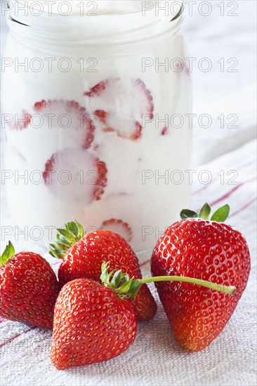 Fresh strawberries with cream