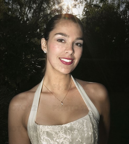 Close up of Hispanic woman smiling